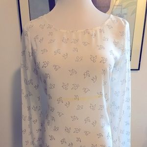 Bird Print Sheer Flowy Top